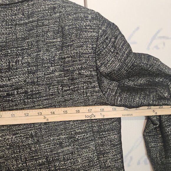 Eileen Fisher Black Metallic Jacquard Silk Coat Jacket Size XS - Picture 6 of 8